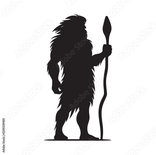 Caveman silhouette vector illustration