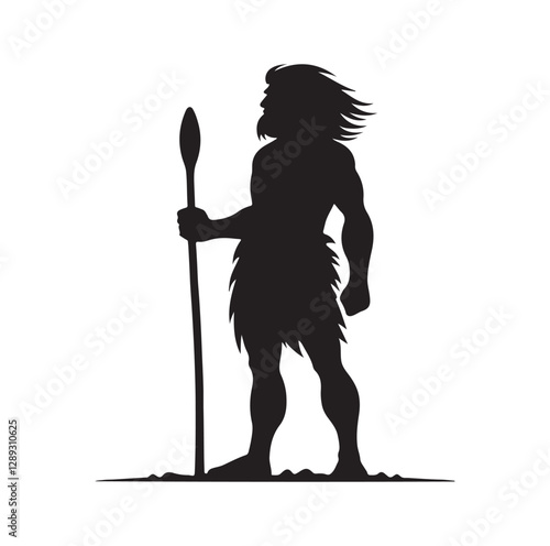 Caveman silhouette vector illustration