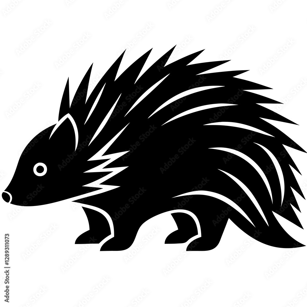Obraz premium High-Quality Porcupine Silhouette Vector Icon White Background. 