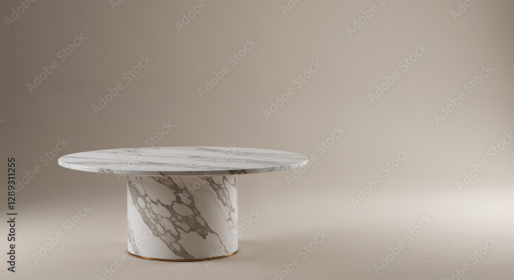 Elegant Round Marble Table Top with Soft Abstract Shadows on White Wall Background for Modern Product Display Mockup Elegant Round Marble Table Top with Soft Abstract Shadows on White Wall Background for Modern Product Display Mockup