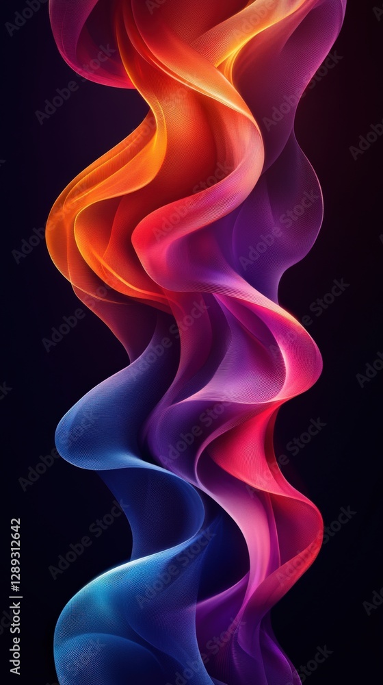 Colorful Abstract Waves Flowing in a Dark Background Colorful Abstract Waves Flowing in a Dark Background