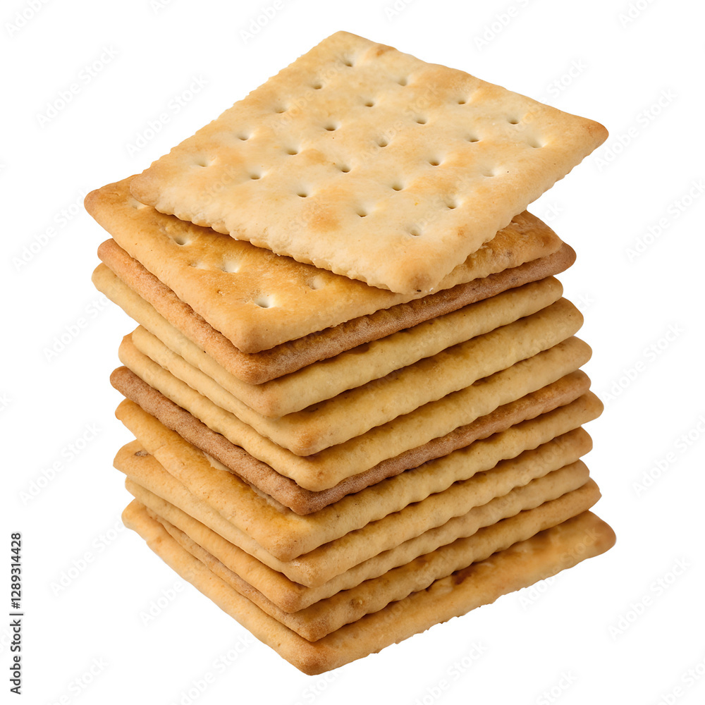 stacked pile of crispy saltine crackers isolated on transparent background stacked pile of crispy saltine crackers isolated on transparent background