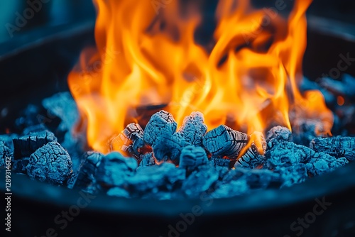 Burning Charcoal Grill photo