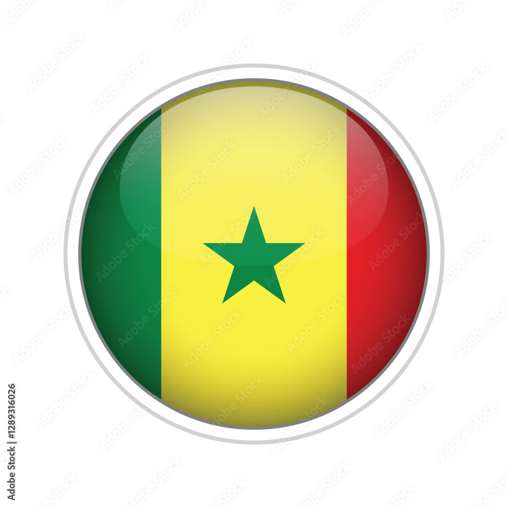 3D vector flag icon of Senegal with glossy effect 3D vector flag icon of Senegal with glossy effect