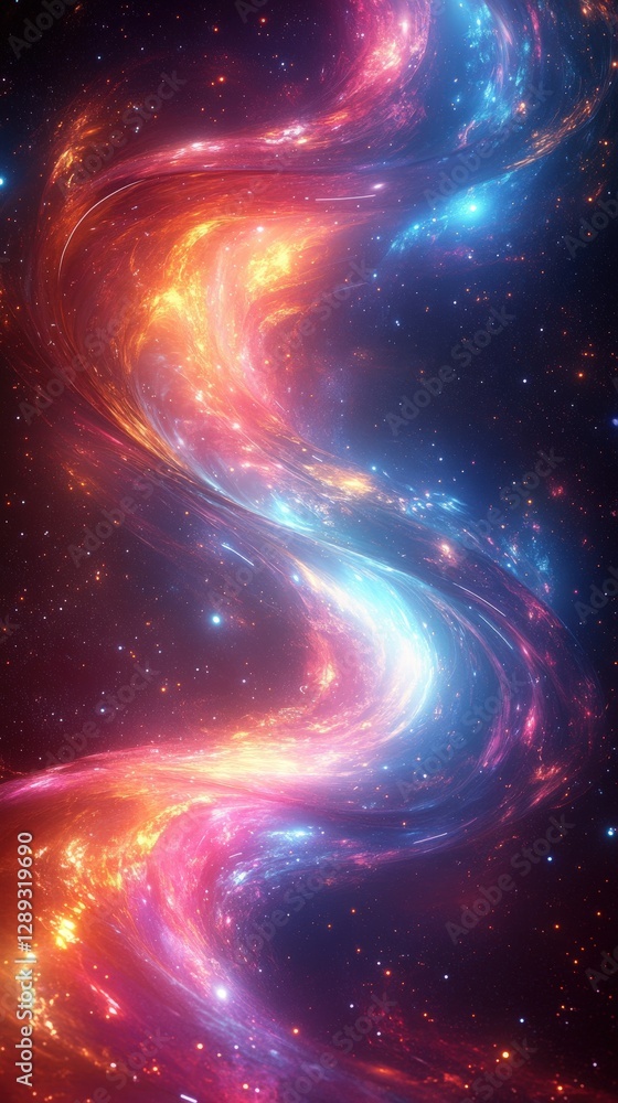 Obraz premium Colorful Cosmic Swirl of Light and Energy in Deep Space Background