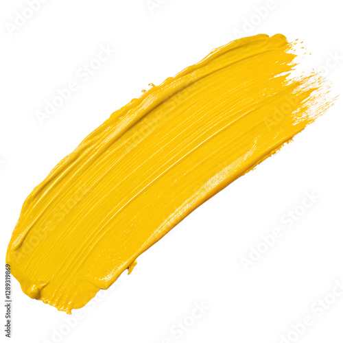 yellow paint stroke on transparent background