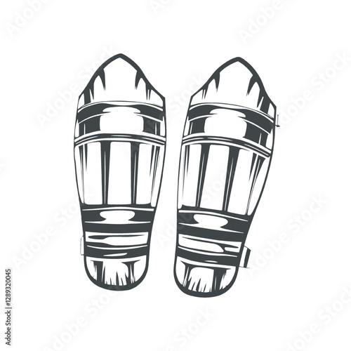 Cricket Leg Guards Black and White Vector Design Illustration.