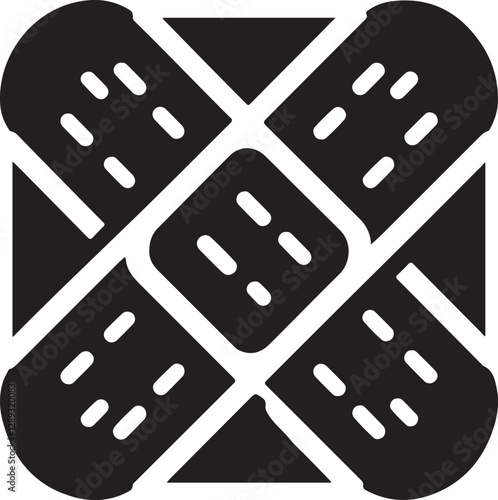 Silhouette vector of a bandage or adhesive plaster. Perfect for medical designs, healthcare icons, first aid kits, hospital logos, and wound care projects.