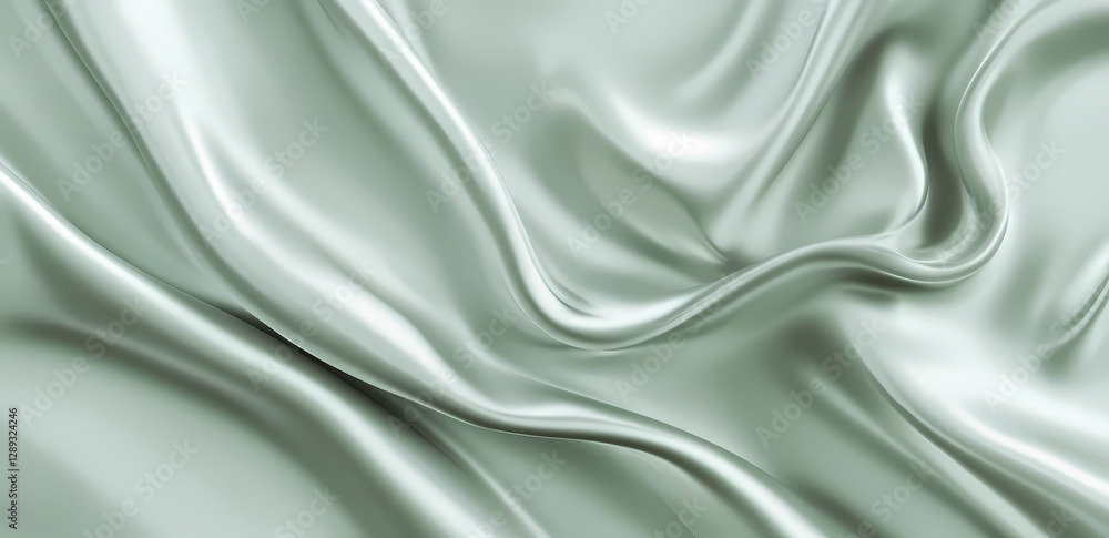 Obraz premium Light green background, light gray silk satin fabric, smooth and delicate texture, subtle gradient effect