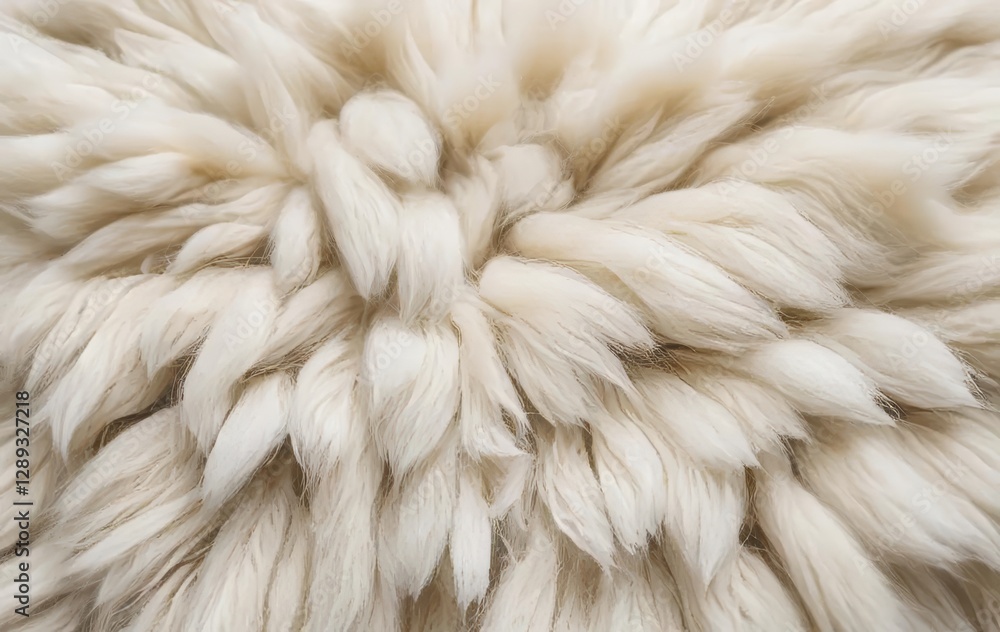 Fototapeta premium A close-up of a white, fluffy sheep fur carpet