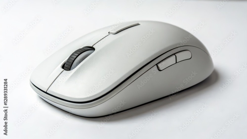 White Wireless Computer Mouse on White Background White Wireless Computer Mouse on White Background