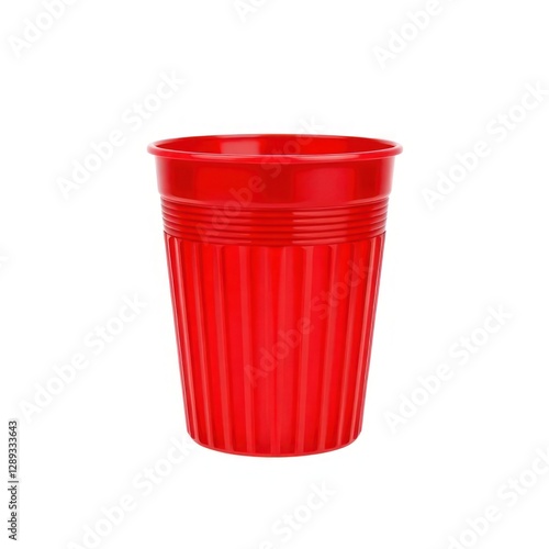 Wallpaper Mural Red plastic cup with a ribbed design, ideal for serving drinks at parties, picnics, and gatherings. Perfect Any Project. Torontodigital.ca
