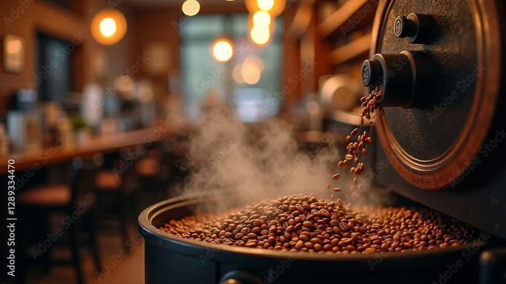 The aroma of freshly roasted beans filling the air The aroma of freshly roasted beans filling the air