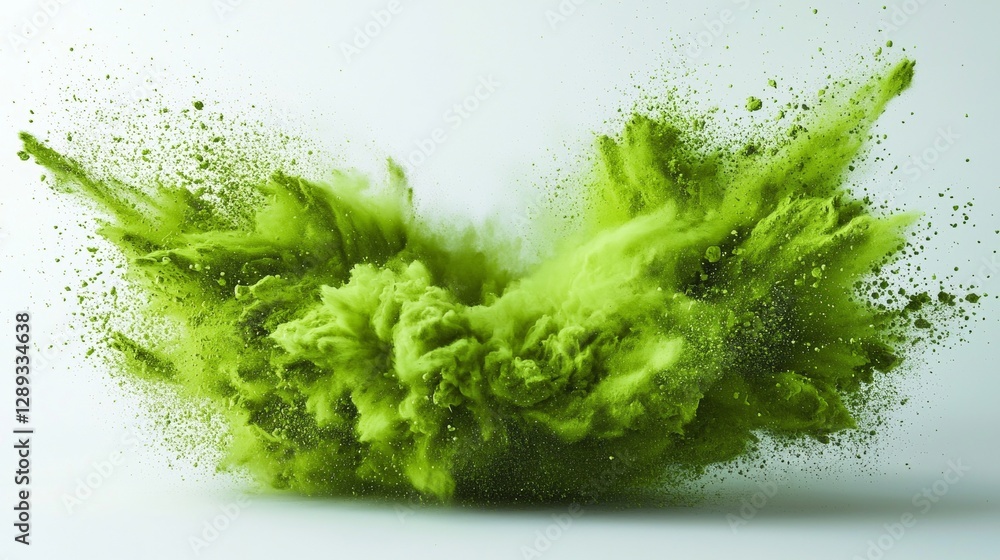 Fototapeta premium Vibrant Green Powder Explosion Abstract Art Colorful Cloud Burst Dynamic Energy Artistic Design