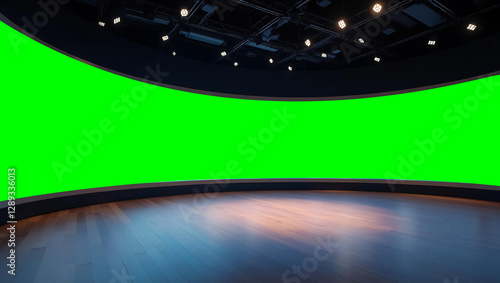 News Studio, Backdrop For TV Shows .TV On Wall.3D Virtual News Studio Background