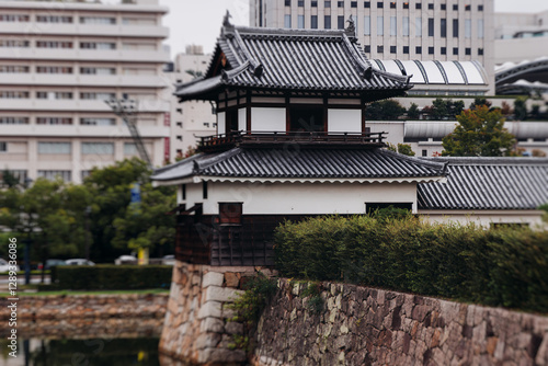 Wallpaper Mural Hiroshima Castle, Hiroshima city, Carp Castle, Japan, autumn fall landscape vibrant view and momiji foliage, building, Hiroshima prefecture, travel to Japan Torontodigital.ca