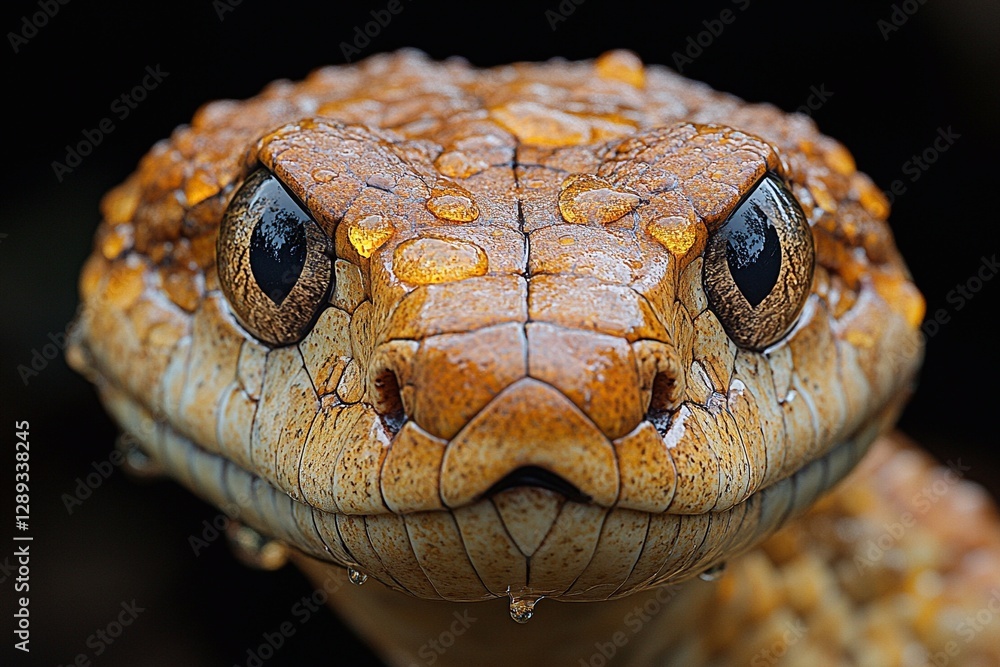 Fototapeta premium A cobra hood forming a natural umbrella over its body, symmetrical and artistic composition, detailed textures