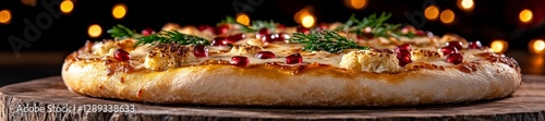 Vibrant Pizza with Roasted Cauliflower Pomegranate and Fresh Herbs. Generative AI photo