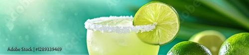 Wallpaper Mural Margarita in a Cocktail Glass with a Lime Slice and Salted Rim. Generative AI Torontodigital.ca