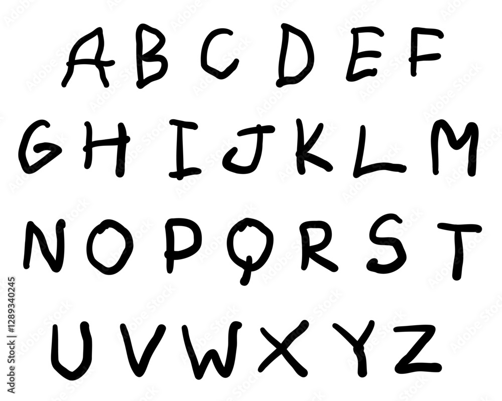 Childlike black english latin abc alphabet font with digits and symbols handwritten A to Z set. Vector illustration in doodle style isolated on white background. For logo, kids book, typography, menu. Childlike black english latin abc alphabet font with digits and symbols handwritten A to Z set. Vector illustration in doodle style isolated on white background. For logo, kids book, typography, menu.