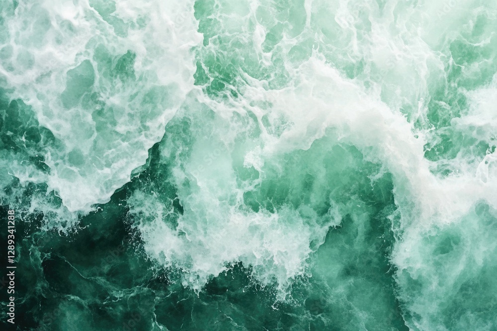 Fototapeta premium Abstract image of churning teal water with white foam, evoking a sense of powerful ocean movement.