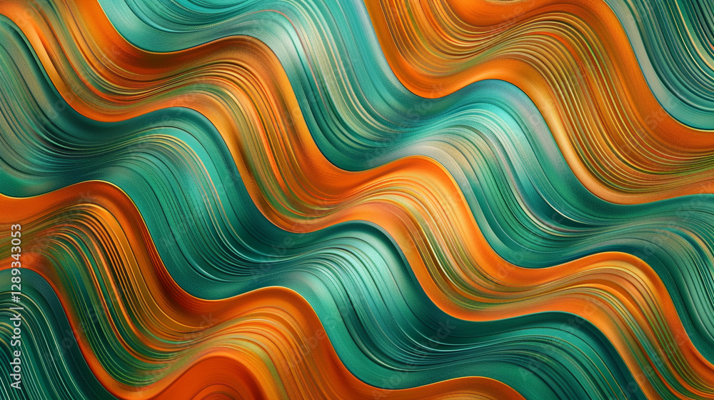 Fototapeta premium A striking gradient abstract design showcasing dynamic swirling textures in radiant shades of teal, orange, and lavender.