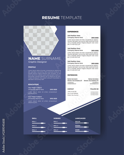 Modern and elegant cv resume template. Clean and modern curriculum vitae design for job interview.
