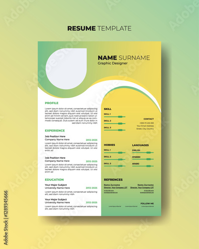 Modern and elegant cv resume template. Clean and modern curriculum vitae design for job interview.