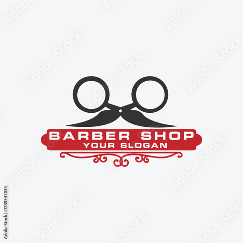 barber hair salon shop logo design vector