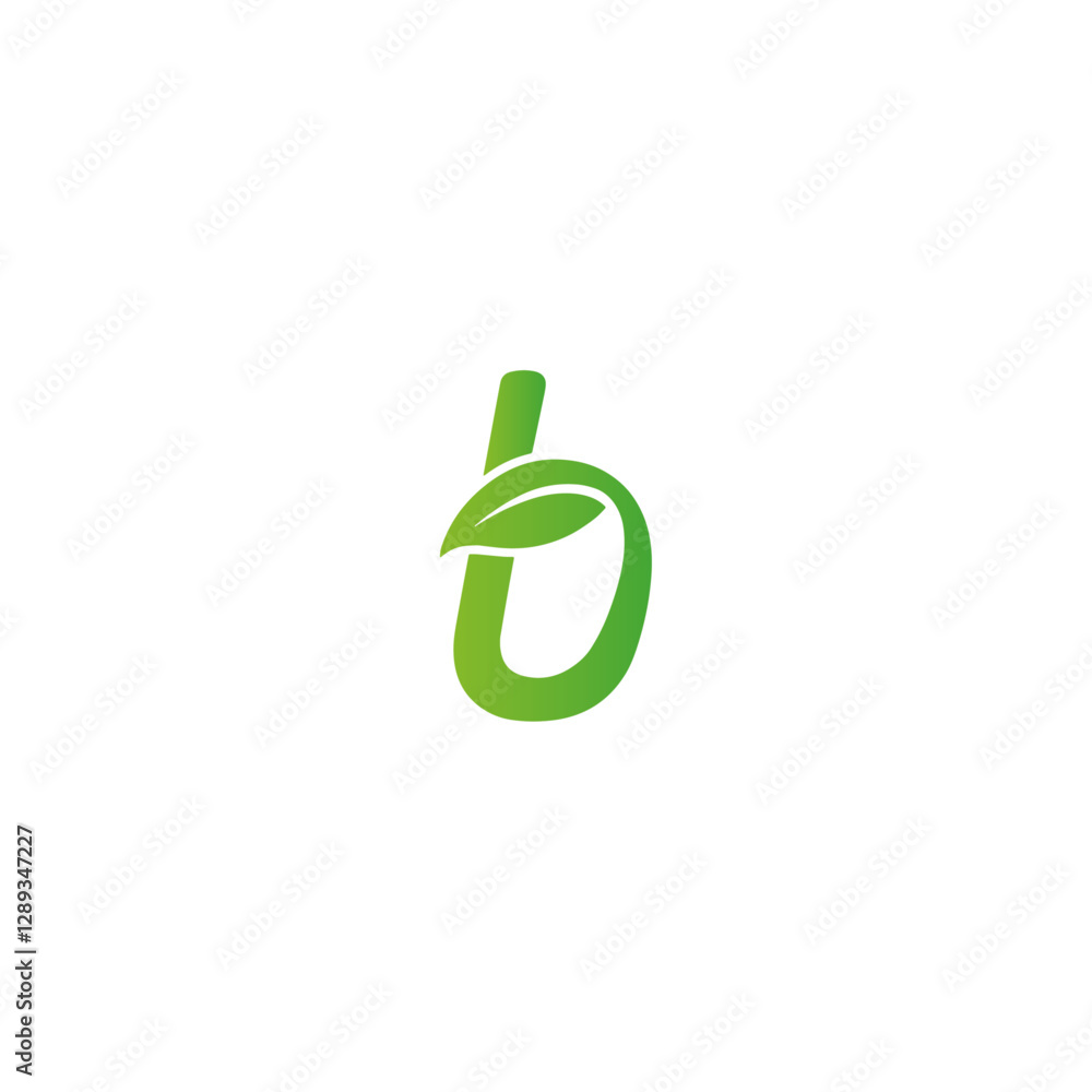 Letter B leaf icon logo flat vector design Letter B leaf icon logo flat vector design