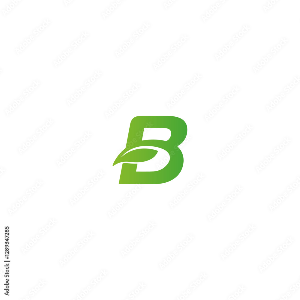 Letter B leaf icon logo flat vector design Letter B leaf icon logo flat vector design