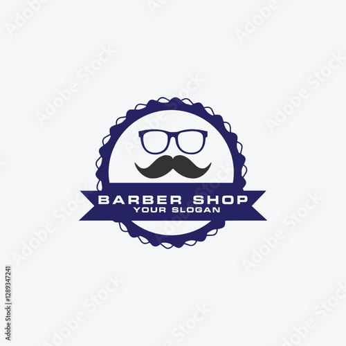 barber hair salon shop logo design vector