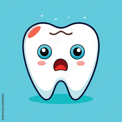 Cartoon Tooth Cute Art Icon Vector Design