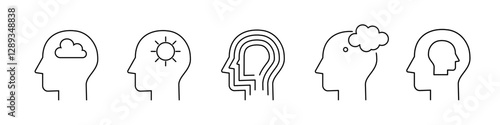 mental health icon. thinking icon set.
