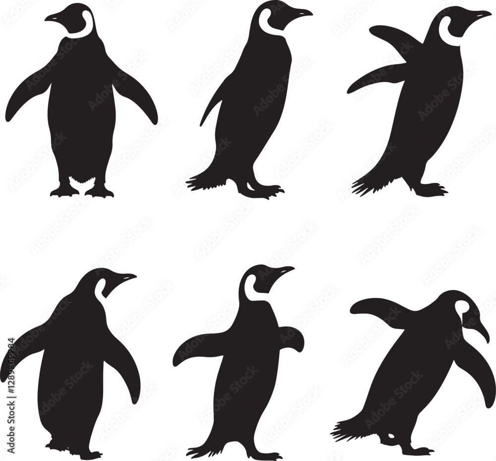 Naklejka premium penguin silhouettes vector