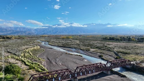 Imagen de dron en el puente de San Carlos, Valle de Uco, Mendoza, Argentina photo