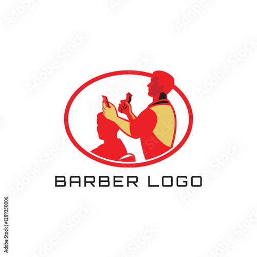 barber hair salon shop logo design vector