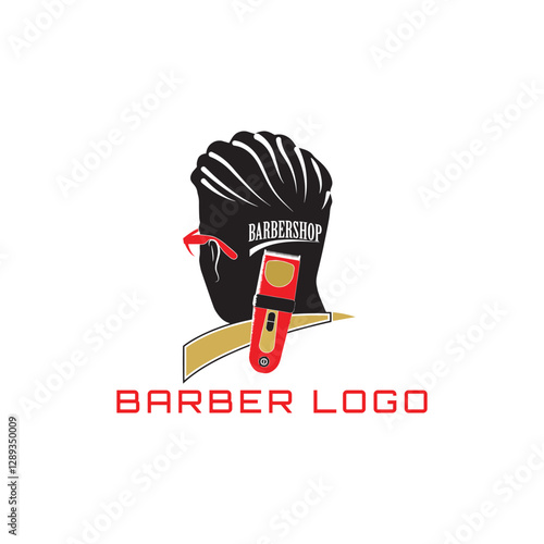 barber hair salon shop logo design vector