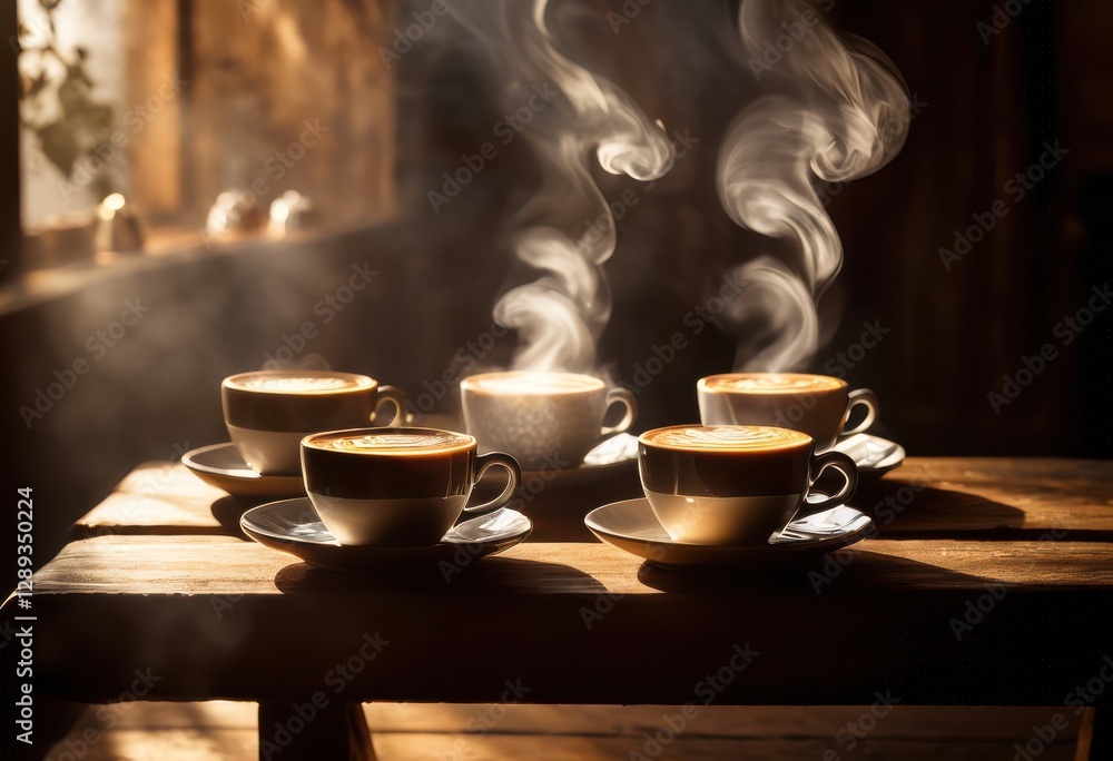 aesthetic capture steaming coffee cups bathed soft morning light creating cozy inviting breakfast scene, beverage, warmth, aroma, mug, espresso, latte, floral aesthetic capture steaming coffee cups bathed soft morning light creating cozy inviting breakfast scene, beverage, warmth, aroma, mug, espresso, latte, floral