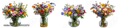 Wallpaper Mural Colorful bouquets in glass vases showcasing vibrant flower arrangements in nature Torontodigital.ca