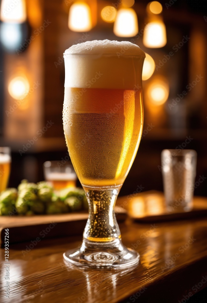 frosted beer glass refreshing hops theme showcasing delightful aroma rich textures craftsmanship, beverage, brew, cold, bubbles, condensation, smooth frosted beer glass refreshing hops theme showcasing delightful aroma rich textures craftsmanship, beverage, brew, cold, bubbles, condensation, smooth
