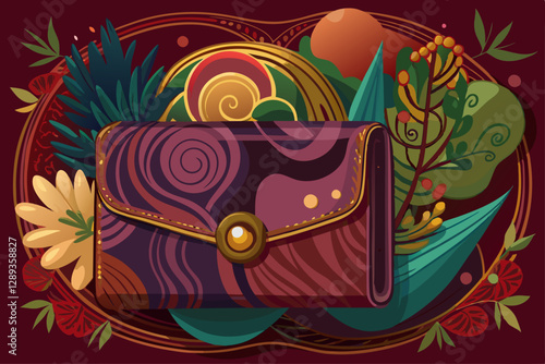 
vector of  Dark colored women's wallet