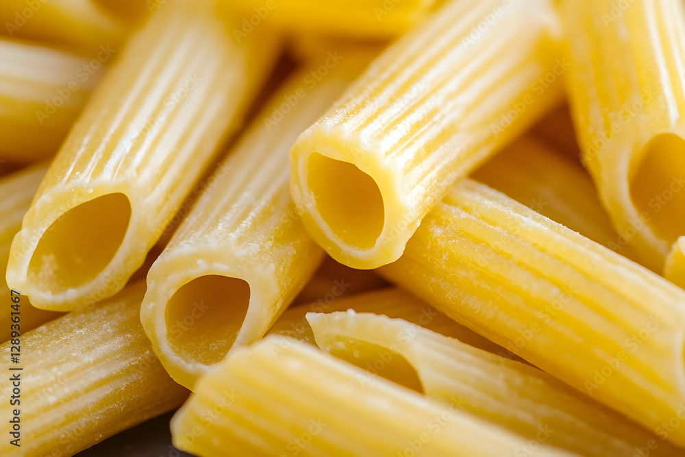 Close-up of Penne Pasta with Creamy Sauce, a Delicious Italian Staple