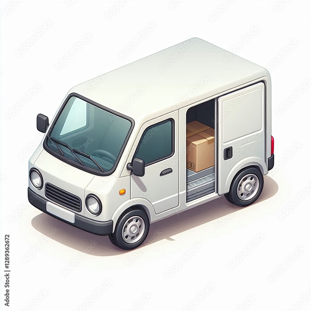 Naklejka premium Open Door Delivery Truck