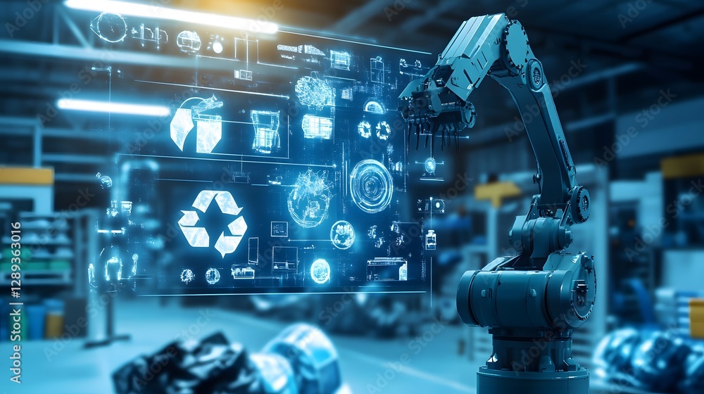 Futuristic AI Powered Waste Management and Governance Control Room with Holographic Interfaces Futuristic AI Powered Waste Management and Governance Control Room with Holographic Interfaces