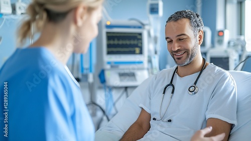 Wallpaper Mural Doctor and nurse discuss in hospital room. Torontodigital.ca