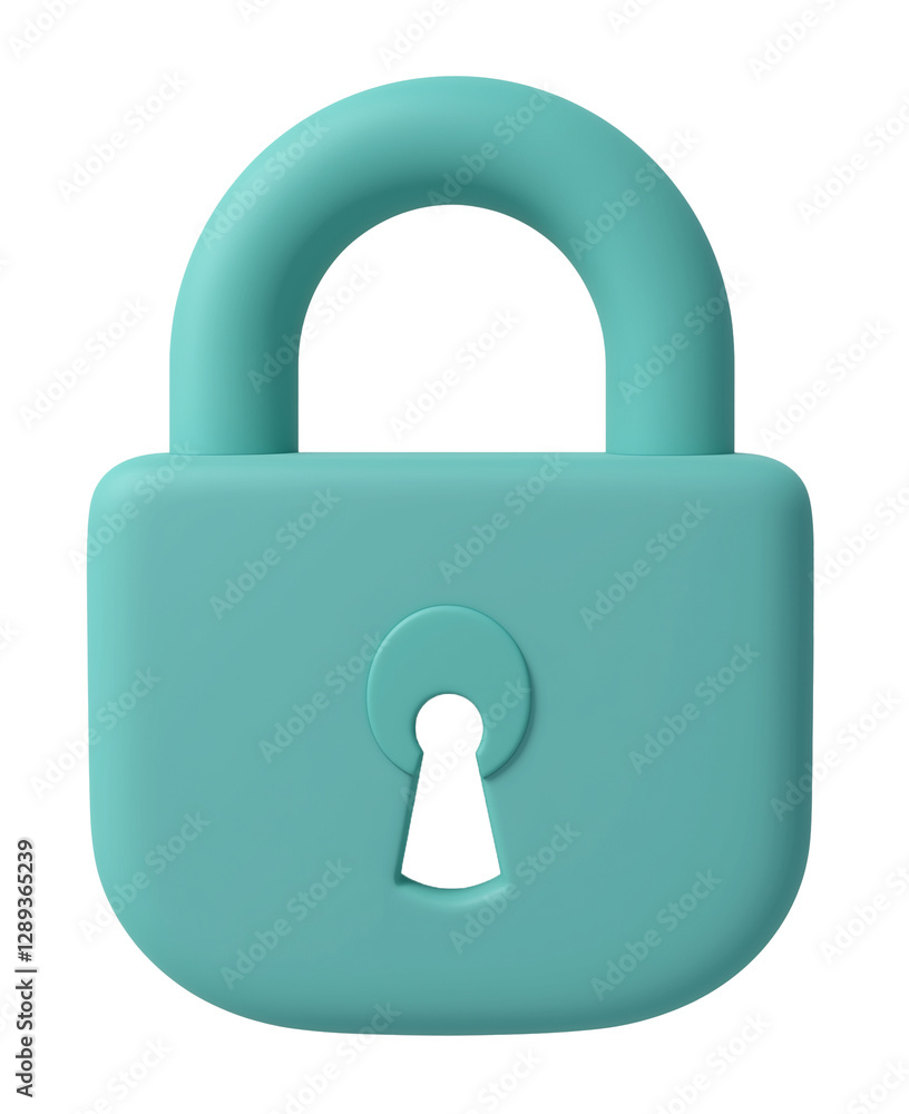 Padlock icon 3D render isolated on transparent background Padlock icon 3D render isolated on transparent background