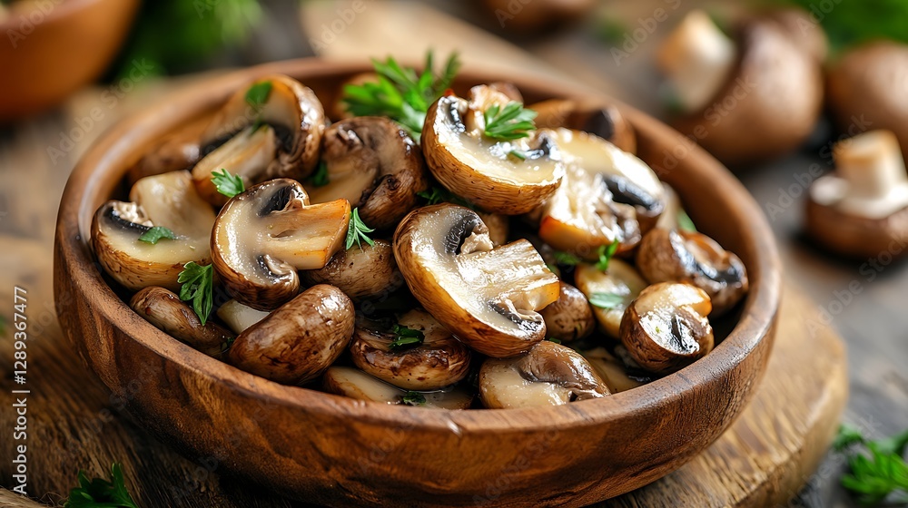 Fototapeta premium fried mushroom or deep fried mushroom and dip sat on wooden chair