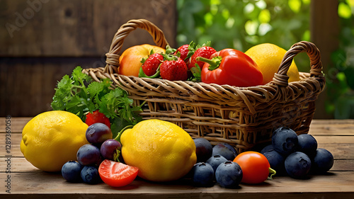 basket of fruits and vegetables for healthy life