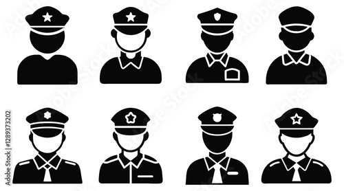  Police Officer Silhouette Icons | Vector Security Clipart
